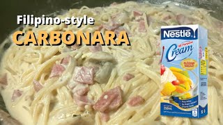 Creamy Carbonara Filipino Style  Carbonara with Costing  Pinoy Style Carbonara Pasta Recipe [upl. by Ecienaj]