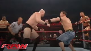 John Cena amp Randy Orton battle the entire Raw roster Raw March 17 2008 [upl. by Asi]