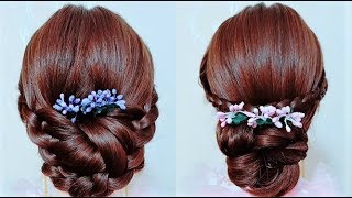 Hairstyles Buns for Long Hair  Quick And Easy Updo Hairstyles With Braids [upl. by Atteragram700]