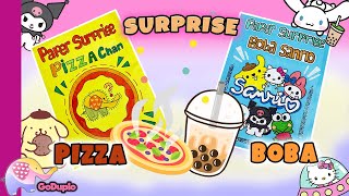 Paper Surprise Blind Bag Makanan  Menunya Pizza sama Boba Sanrio  Goduplo TV [upl. by Donica]