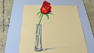 The Secret Technique for 3D Drawings  How to Draw an Anamorphic Rose in 3D [upl. by Bilbe]