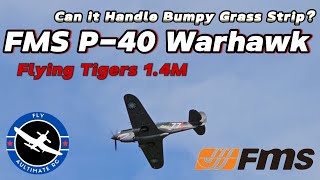 FMS P40 Warhawk Flying Tigers 14M 2nd Flights  Can it Handle an Unmanicured Grass Landing Strip [upl. by Crow]