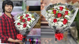 Flower bouquet wrapping techniques  flower wrapping tutorial for beginners [upl. by Niobe]