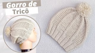 🧶Gorro de tricô adulto  Touca de tricô para iniciantes [upl. by Llednov]