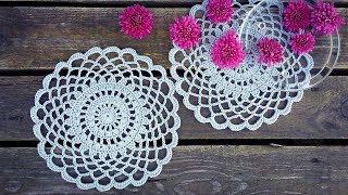 Simple Crochet Doily Tutorial Easy For Beginners [upl. by Salas]