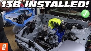 13B ROTARY ENGINE INSTALL  SURPRISE MAZDA FD RX7 BUILD [upl. by Naedan]