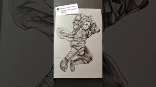 Drawing Tanjiro Kamado Demon Slayer art drawing anime shorts [upl. by Ecahc]