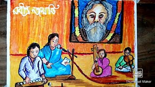 Rabindra Jayanti celebration drawing  Rabindranath Tagore birth day celebration at school drawing [upl. by Marylou172]