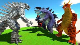 Mechagodzilla VS Team Sharkjira  Animal Revolt Battle Simulator ARBS [upl. by Ehsrop33]