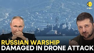 Russian warship damaged in Ukrainian drone attack on Novorossiysk naval baseRussiaUkraine War LIVE [upl. by Eleanor786]