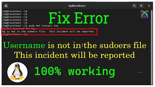 How to FIX ERROR Username is not in the sudoers file This incident will be reported on Linux [upl. by Esor577]