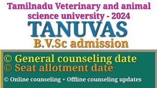 TANUVAS  BVsc and AH  Counseling date  Seat allotment announced [upl. by Panter811]