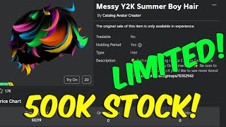 HOW TO GET  FREE UGC LIMITED CODE Catalog Avatar Creator Messy Y2K Summer Boy Hair [upl. by Bledsoe797]