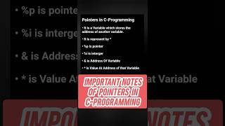 Important Notes For Pointers in CProgramming pointer cprogram beginners [upl. by Sunil69]