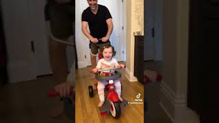 Moses Hacmon having fun pushing daughter Malibu on tricycle as Trisha films [upl. by Lief283]