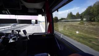 Sweden Arlanda Airport CoachesFlygbussarna ride from Airport Terminal 5 to Stockholm City [upl. by Sanfourd]