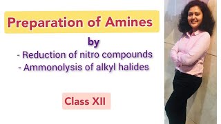 Preparation of amines  Reduction of nitro compounds  Ammonolysis of alkyl halides  Class XII [upl. by Frodina]