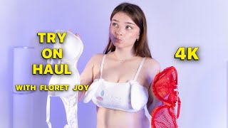 Try On Haul  4K 360  Sheer Tops  Floret Joy  금발  ブロンド [upl. by Eniamrehs]