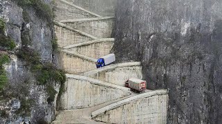 Risky Way They Drive Up Impossible Mountain Road in China [upl. by Fulvia492]