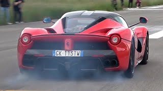 LaFerrari with Straight Pipe Exhaust  Accelerations on the Airstrip LOUD V12 Engine Sound [upl. by Boice223]