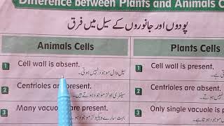 Main Difference Between Animals And Plants Cell In Urdu Class 6 PLANT VS ANIMAL CELLS [upl. by Bainbridge]