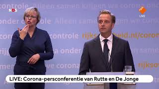 LIVE Coronapersconferentie van Rutte en De Jonge [upl. by Aihsekat]