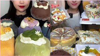 asmr mukbangasmrkwai dessert mukbangmochi eating creperoll cake chocolate asmr [upl. by Elleinwad912]