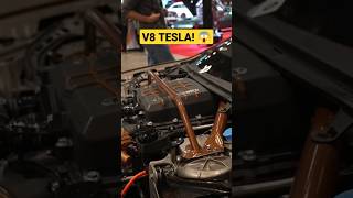 TESLA with a V8 Engine 🤯  Model S Conversion with Camaro Engine Tesla Camaro LS3 SEMA [upl. by Ludlow279]