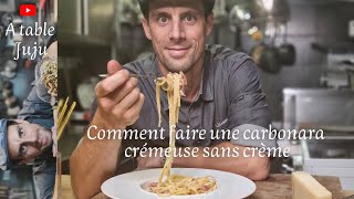 Comment faire des pâtes à la carbonara  Vidéo A table Juju [upl. by Herman]