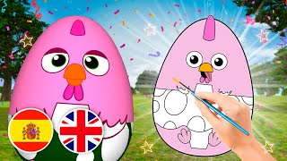 La Gallina BATARAZA🐔 nos ENSEÑA INGLÉS🖌️ PINTANDO🖌️ El Reino Dice [upl. by Sseb]