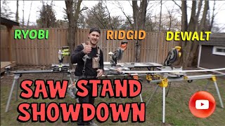 Mitre saw stand review amp comparison RYOBI  RIDGID  DEWALT [upl. by Rebmik856]