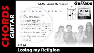 LOSING MY RELIGION ✝  REM  Lyrics  GUITAR Chords 🎸 Karaoke [upl. by Ixel]