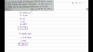 1 An electric bulb of resistance 500 Ω draws current 04 A from the source Calculate  a the [upl. by Renba]