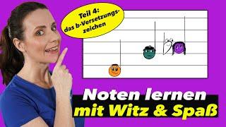 Spielend Noten lernen  Für Kinder  Das B  VERSETZUNGSZEICHEN  Musikunterricht amp Notenschnutzies [upl. by Mlawsky]