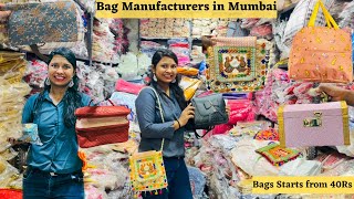 Bags Manufacturers in Mumbai  Ladies Purse Wholesale Market Madanpura Bag Pack Sling Bag Makeup Box [upl. by Jeffcott]