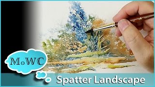 Spontaneous Landscape Watercolor Painting Using Spatter [upl. by Alvera]