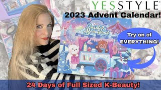 Yesstyle Advent Calendar 2023 Unboxing amp Tryon of EVERYTHING Included [upl. by Georgiana791]