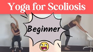 Yoga for Scoliosis BEGINNER  15 minute pain relief and tension release [upl. by Adelheid]