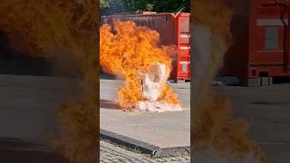 Fettexplosion Fettbrand Wasser brennendes Fett Explodiert Explosion Feuerwehr Demonstration [upl. by Eelyma]