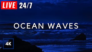 🔴 Ocean Waves for Deep Sleep  Waves Crashing on Beach at Night for Insomnia Wave Sounds to Relax [upl. by Acsecnarf989]