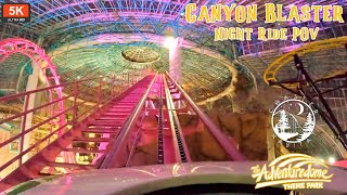 Canyon Blaster Front Seat On Ride POV Night Ride 5K 60 FPS  Looping Arrow  AdventureDome Las Vegas [upl. by Nadda637]