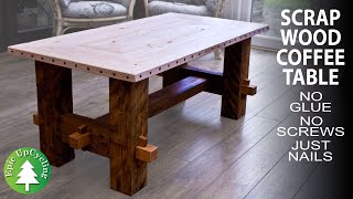 Scrap Wood Coffee Table No Glue No Screws Just Nails [upl. by Grados]