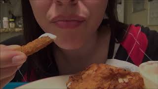 SassEsnacks ASMR Fried Chicken Mukbang  Fried Zucchini  Macaroni Salad  Eating Sounds [upl. by Imefulo]