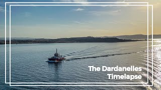 Sailing through the Dardanelles Strait Çanakkale Boğazı aboard a Cruise Ship  4k Timelapse [upl. by Lasiaf463]