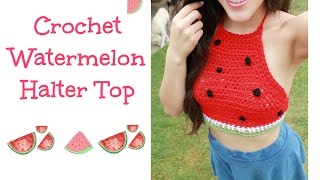 Crochet Watermelon Halter Top [upl. by Nwahsal]