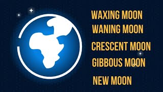 Moon VocabularyWaxing MoonWaning MoonCrescent and Gibbous MoonNew Moon [upl. by Tergram]