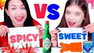 ASMR Spicy VS Sweet Food Challenge By LiLiBu [upl. by Pappas]