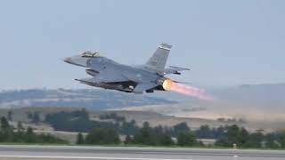 Colorado ANG F16 AFTERBURNER departures and a NASA T38 landing [upl. by Pleasant704]