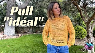 PULL quotIDÉALquot TUTORIEL CROCHET FACILE ET SUPER TENDANCE crochet вязание knitting tutocrochet [upl. by Eelyme617]