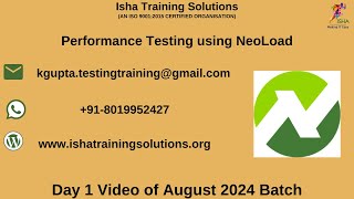 Performance Testing using NeoLoad Day 1 By Saravanan sir on 27th Aug 2024 [upl. by Zipah518]